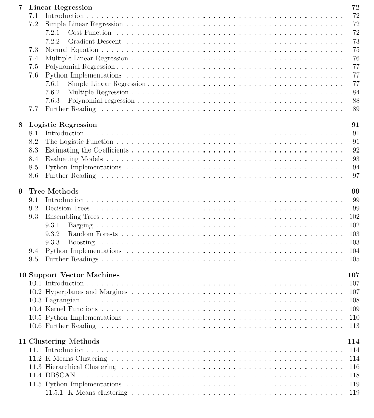 Sample page: table of contents