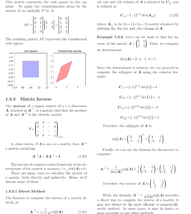 Sample page: matrix inverse