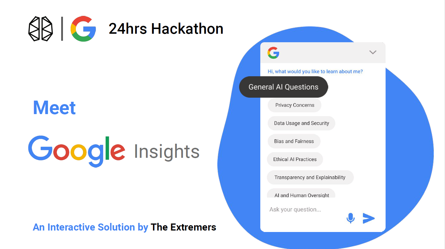 Google x BrainStation hackathon — Meet Google Insights concept slide